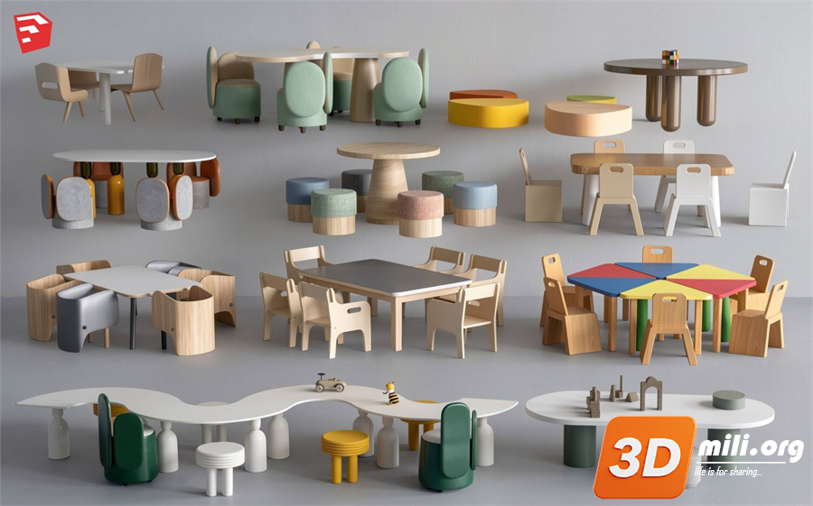 Kid's table and chairs Skp Files 